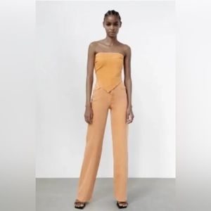Zara High Rise Orange Wide Leg Jeans size 25